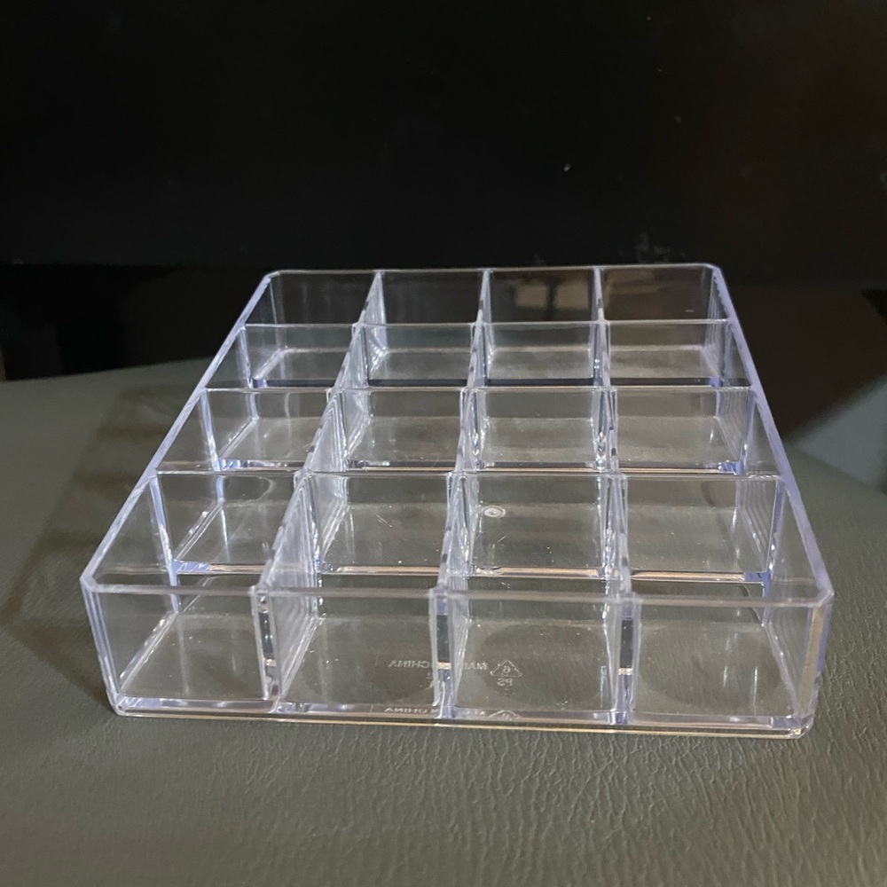 Clear acrylic nail polish holder (holds 12) could also hold lipstick!